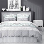 Pościel z Bawełny 160x200 Molly Mięta Szara 