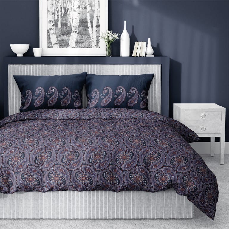 Pościel Bawełna Satynowa HS 160x200 Granat Śliwka 3782-B