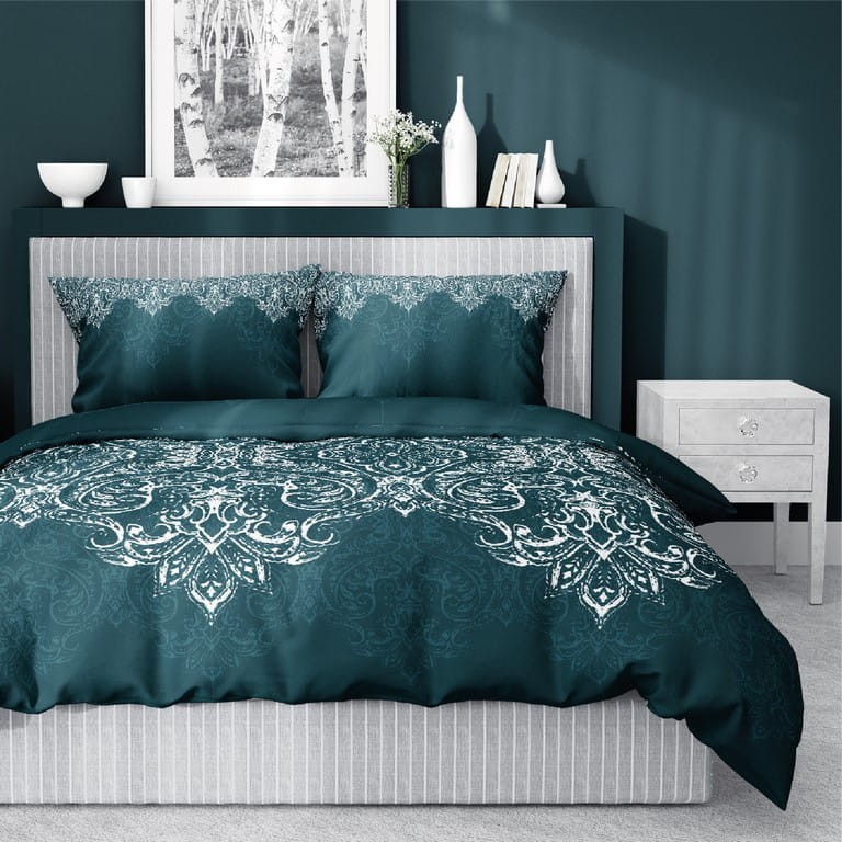 Pościel Bawełna Satynowa HS 160x200 Ornament Zieleń 3831-B