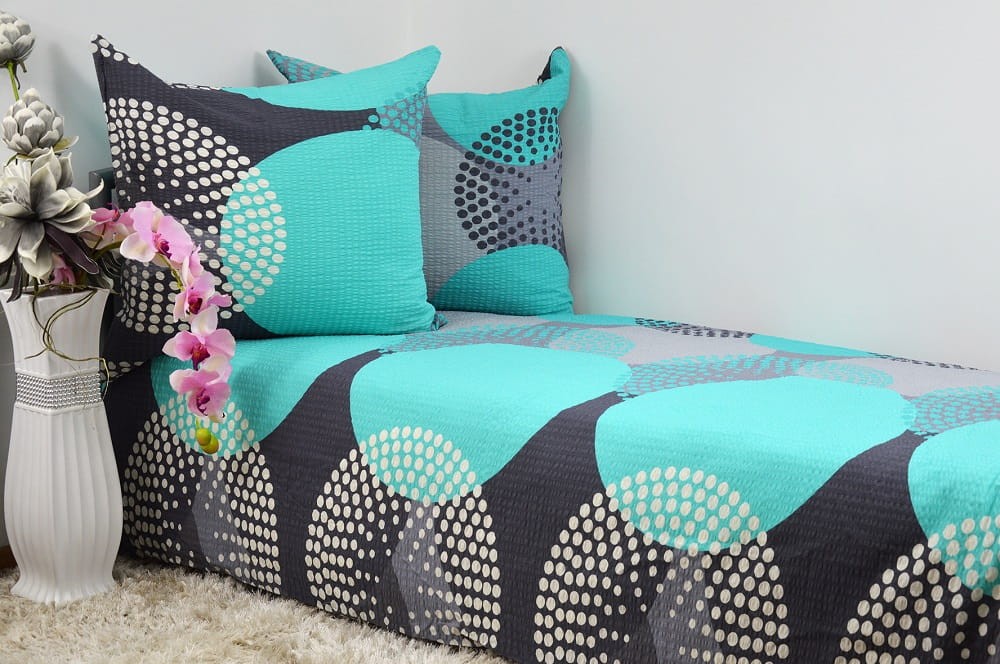 Pościel z Kory Grafitowy i Turkus Koła 220x200 1672