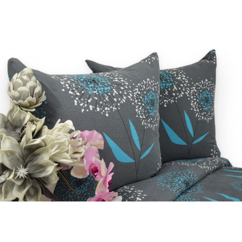 Pościel z Kory 100% Bawełna 160x200 Kwiat Szary 3035
