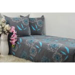 Pościel z Kory 100% Bawełna 160x200 Kwiat Szary 3035
