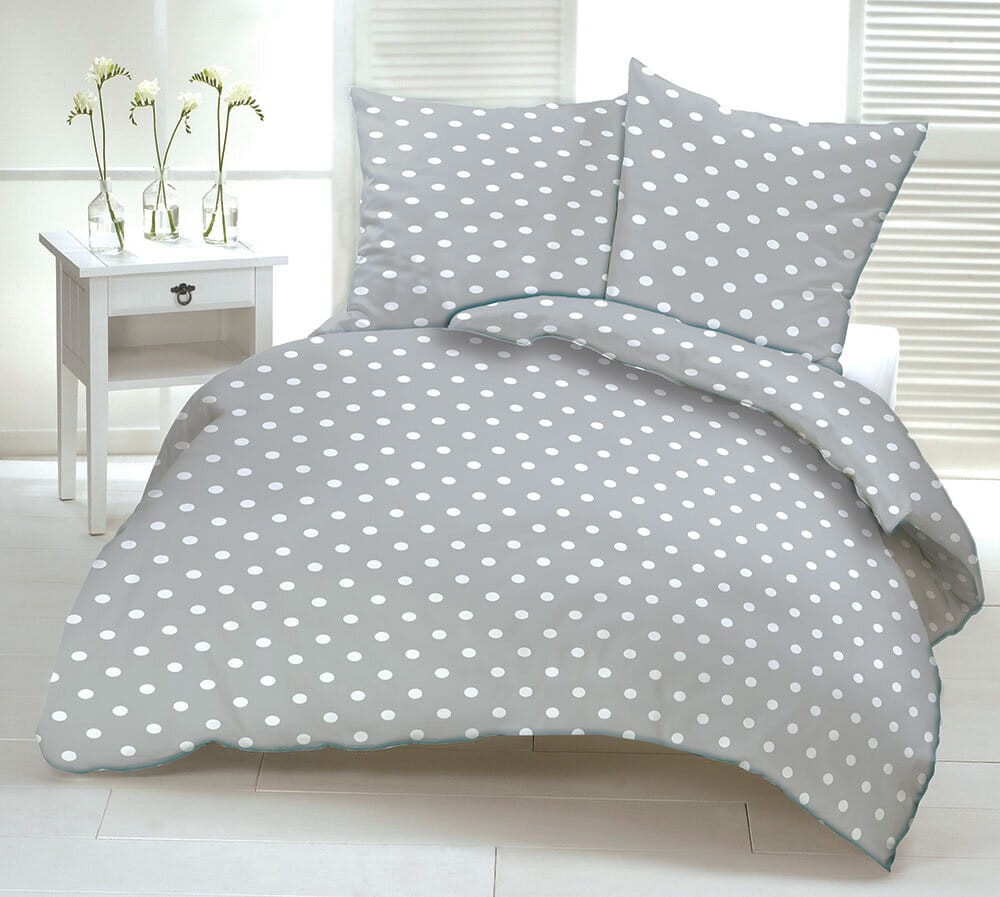 Pościel z Kory Szara Grochy 160x200 K-23