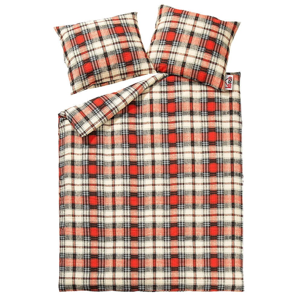 Pościel z Kory Kratka Czerwień 220x200 K-127-3