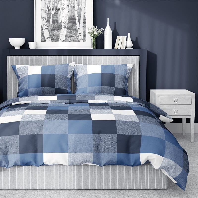 Pościel Satynowa Home Satin 160x200 Krata Granat 4059 B