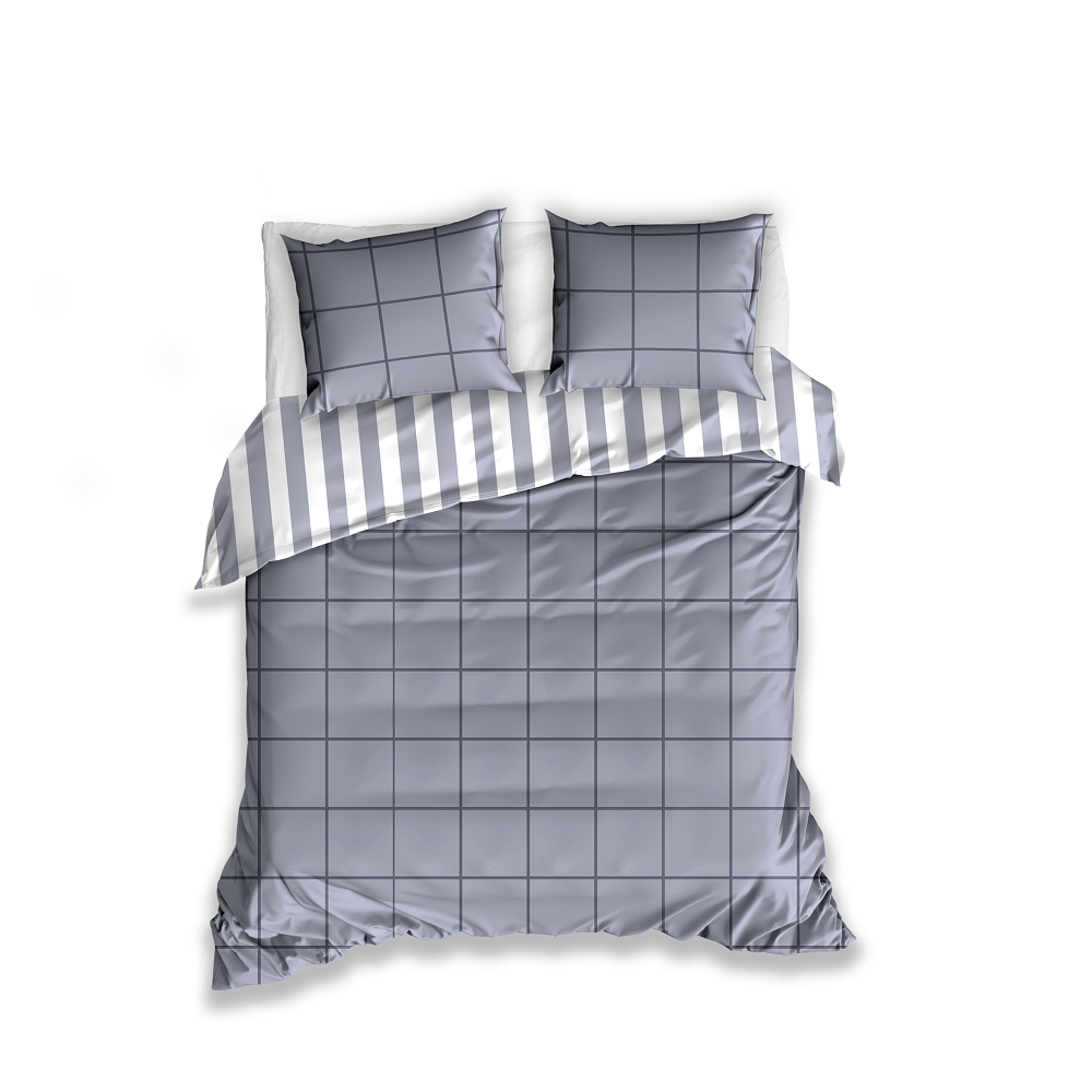 Pościel Bawełniana 220x200 Krata Szara 192041