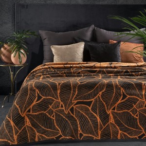 Koc Bawełniany Akrylowy Premium 150x200 Liście Rude 6