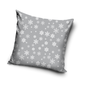 Poszewka Świąteczna 40x40 Śnieżynki Szare 3031