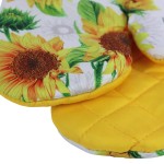 Rękawice Kuchenne 2szt z Magnesem Flower Słonecznik