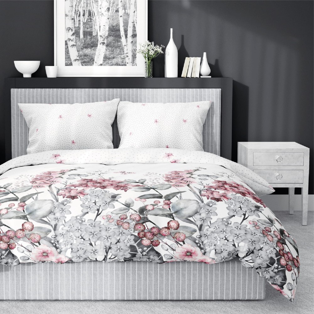 Pościel Satyna Bawełniana 100% 160x200 Kwiaty 4204 A