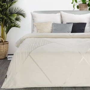 Koc z Mikrofibry 150x200 Ginko 3 Kremowy