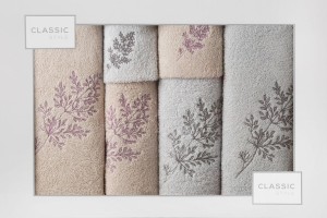 Komplet Ręczników 6 Części Kamil Srebrny-Puder