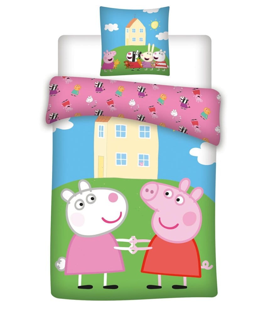 Pościel Bawełniana Świnka Peppa Domek 140x200 02-DC