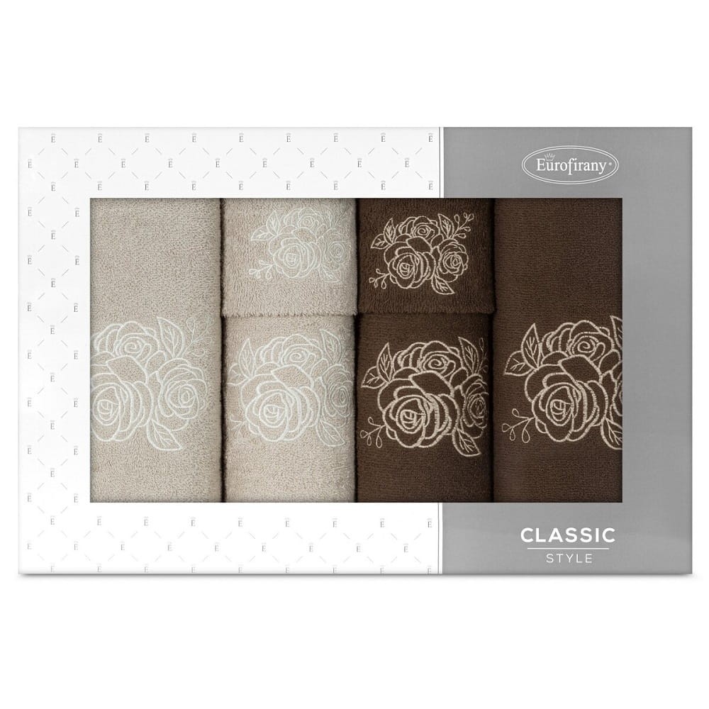 Komplet Ręczników 6 Części Rosalia Beż Brąz