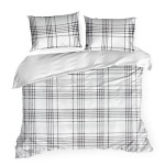 Pościel z Satyny Bawełnianej 220x200 Krata Biała Nika 20