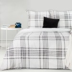 Pościel z Satyny Bawełnianej 220x200 Krata Biała Nika 20