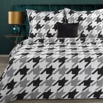 Pościel z Satyny Bawełnianej 220x200 Czarna Biała Nika 34