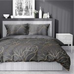 Pościel Satyna Bawełniana 100% 160x200 Liście Złote 4591 B