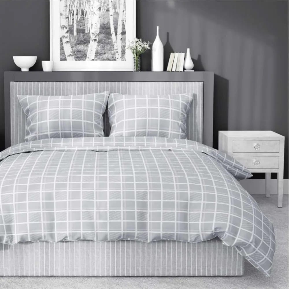 Pościel Satyna Bawełniana 160x200 Krateczka Szara 4812 B