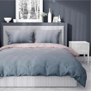 Pościel Satyna Bawełniana 160x200 Paw Szara Róż 4814 B