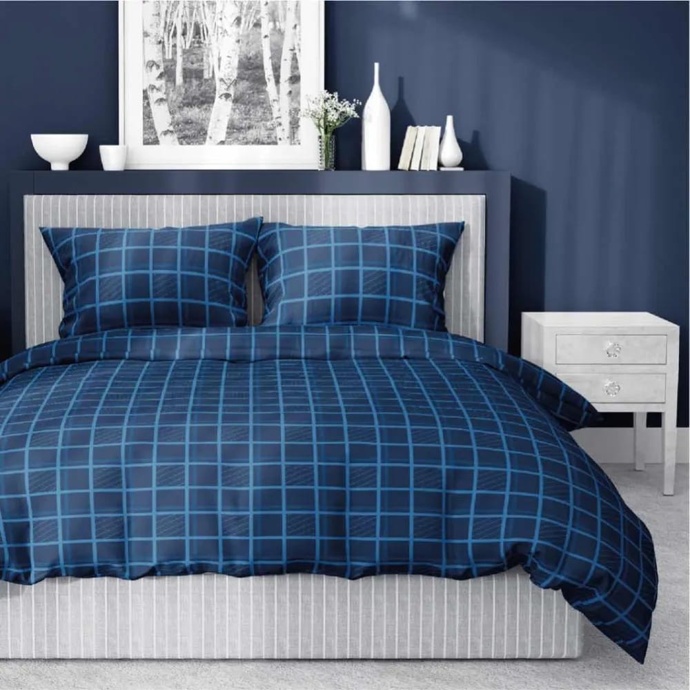 Pościel Satyna Bawełniana 160x200 Krateczka Granat 4812 A