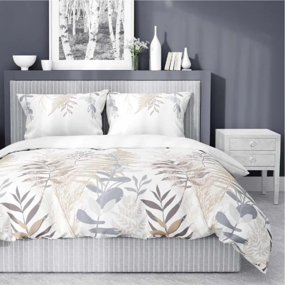 Pościel Satyna Bawełniana 160x200 Gałązki Biel 4811 B