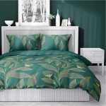 Pościel Satyna Bawełniana 160x200 Gałązki Zieleń 4768 A