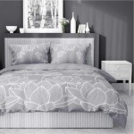 Pościel Satyna Bawełniana 220x200 Lotos Szary 4818 B