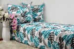 Pościel Kora 160x200 Turkus Monstera 3175