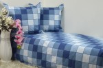 Pościel z Kory 200x220 Kratka Niebieska 3045