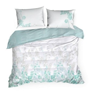Pościel z Satyny Bawełnianej 160x200 Biała Miętowa Class 06