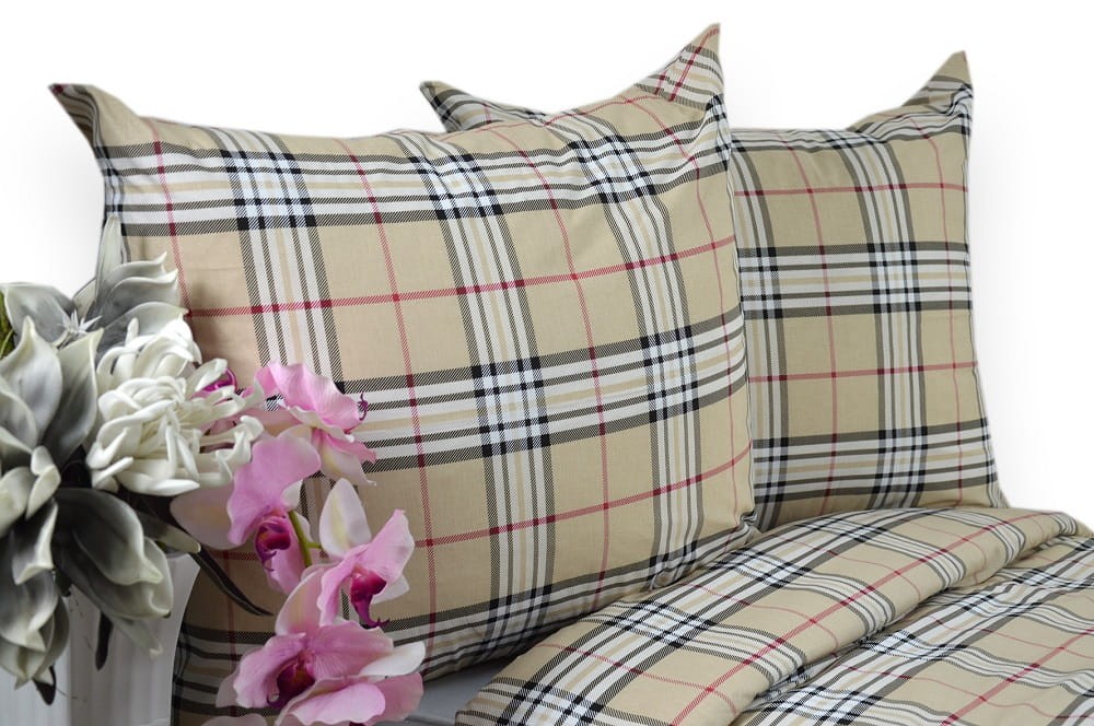 Pościel z Kory 100% Bawełna 160x200 Kratka Beż 1303