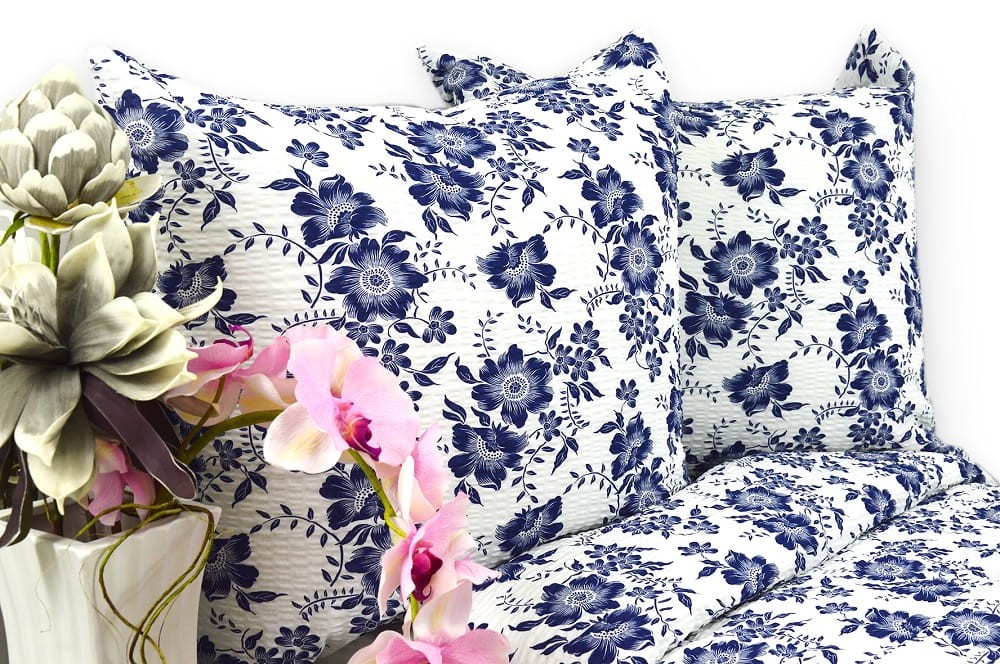 Pościel z Kory 100% Bawełna 160x200 Kwiaty Granat 2130