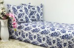 Pościel z Kory 100% Bawełna 160x200 Kwiaty Granat 2130