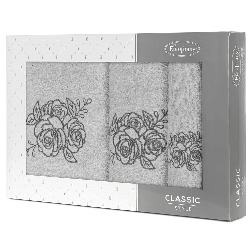 Komplet Ręczników 3 Części Rosalia Srebrny Grafit