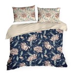 Pościel Satyna Bawełniana Nika 160x200 Kwiaty Granat 49
