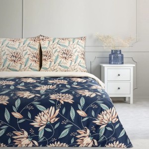 Pościel Satyna Bawełniana Nika 160x200 Kwiaty Granat 49