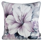 Poszewka Dekoracyjna 45x45 Velvet Kwiaty Krem Fiolet 122