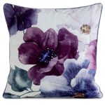 Poszewka Dekoracyjna 45x45 Velvet Kwiaty Krem Fiolet 124
