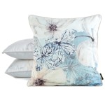 Poszewka Dekoracyjna 45x45 Velvet Kwiaty Niebieski Beż 126