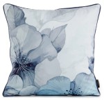Poszewka Dekoracyjna 45x45 Velvet Kwiaty Niebieski Krem 132