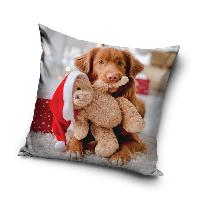 Poszewka Świąteczna 40x40 Velvet Piesek Miś 1137