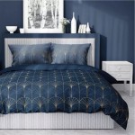 Pościel Satyna Bawełniana 160x200 Granatowa Ornament 4822 A