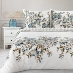 Pościel Satyna Bawełniana Spring 220x200 Kwiaty Turkus 40