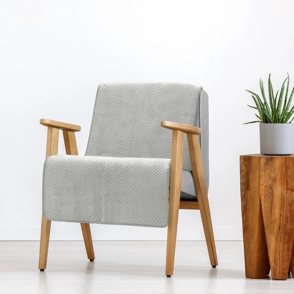 Narzuta na Fotel 70x160 Velvet Sofia Srebrny