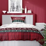 Pościel Świąteczna Satyna Bawełniana 140x200 Renifery Czerwona 5228 B