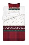Pościel Świąteczna Satyna Bawełniana 140x200 Renifery Czerwona 5228 B
