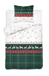 Pościel Świąteczna Satyna Bawełniana 140x200 Renifery Zielona 5228 A