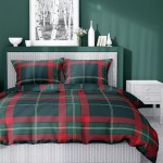 Pościel Świąteczna Satyna Bawełniana 160x200 Kratka Zielona Czerwona 5229 A