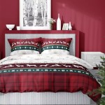 Pościel Świąteczna Satyna Bawełniana 160x200 Renifery Czerwona 5228 B